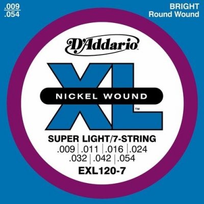 D'Addario EXL120-7 - XL Nickel Wound 7-String 9-54 struny